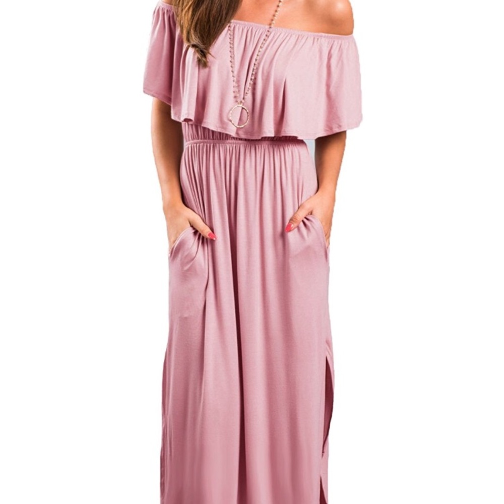 Pink off the shoulder maxi
